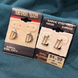 Gold Toned Initial Earrings D & L